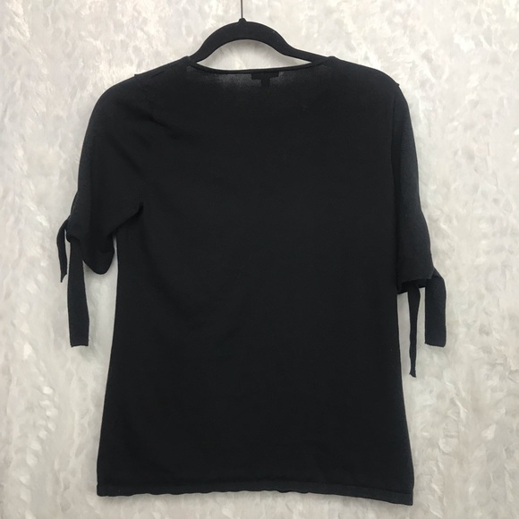 Talbots black vneck embroidered floral sweater Sm - Picture 4 of 6